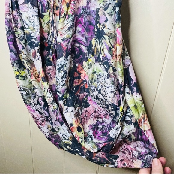 Zimmermann Draped Skirt Tie Waist Multicoloured Floral Silk Mini Dress Size 0 - Picture 5 of 5